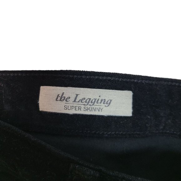 AG Adriano Goldschmied Womens 31R Black Velvet The Legging Super Skinny Jeans - Picture 7 of 11
